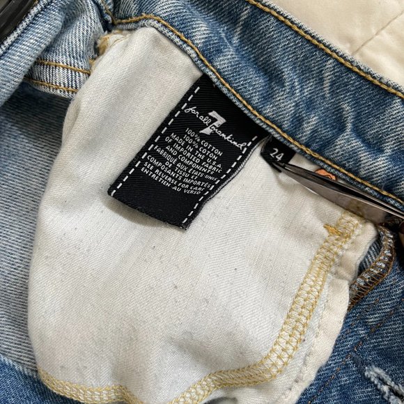 7 for All Mankind 100% Cotton High-Waisted Distressed Crop - Picture 6 of 6